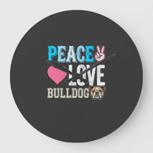 Relógio Grande Vetor Bulldog Paz Amor