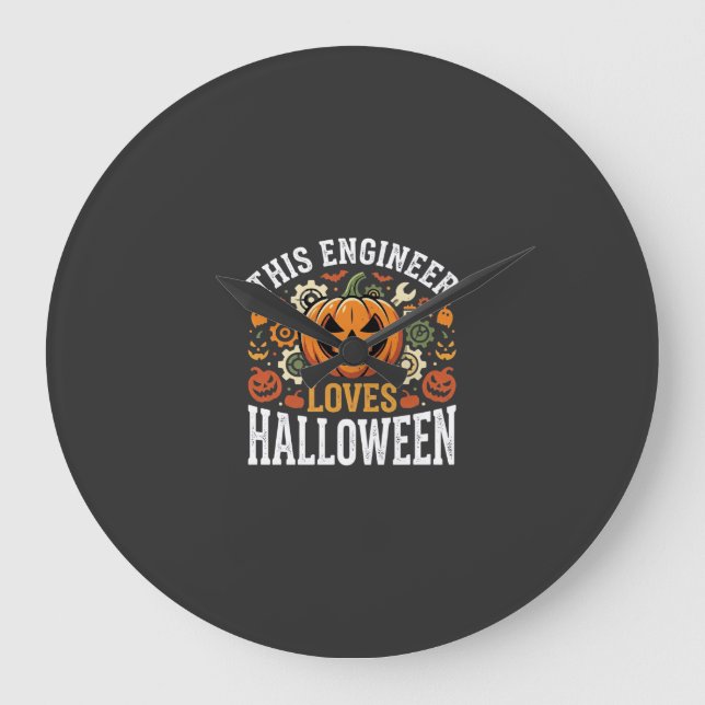 Relógio Grande Vetor de Abóbora de Engenheiro de Halloween (Frente)