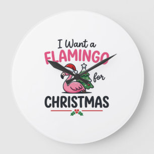 Relógio Grande Vetor de Citação de Natal de Flamingo