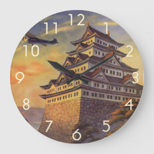 Relógio Grande Viagem Vintage Japão, Avião Pagode Japonesa