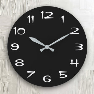 Relógio Grande Vibração Retro Preto e Branco