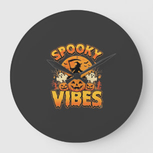 Relógio Grande Vibrações Assustadoras Abóbora de Halloween Design