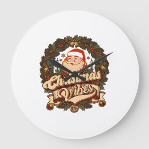 Relógio Grande Vibrações de Natal Coroa de Sininhos do Papai Noel