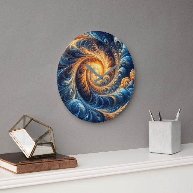 Relógio Grande Vibrant Spiral clock | Cosmic Flow Wall Art clock (Escritório)