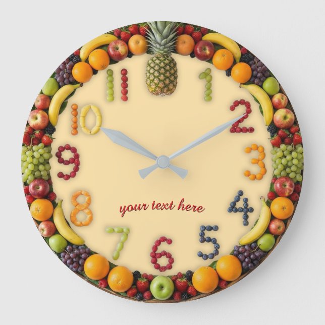 Relógio Grande Vibrant Summer Fruit Salad Wall Clock - Custom (Frente)