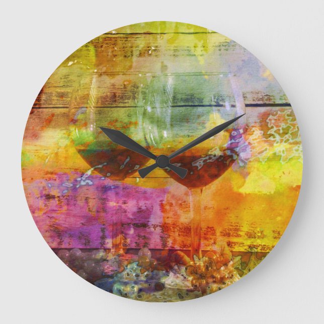 Relógio Grande Vibrant Wine Digital Art Clock (Frente)