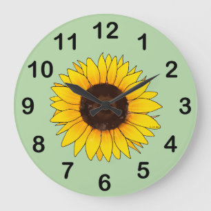 Relógio Grande Vibrante Girassol Amarelo em Flor
