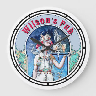 Relógio Grande Victorian Era Art Nouveau Pub