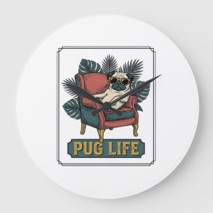 Relógio Grande Vida de Pug Vintage Óculos de Sol Design de Cachor