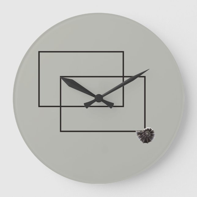 Relógio Grande Vida marinha japonesa monocromo neutro em bege lit (Frente)