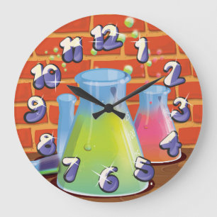 Relógio Grande Vidro de Cartoon Equipamento de ciência em bancad