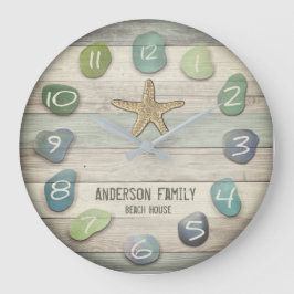 Relógio Grande Vidro do mar Starfish Dritwood Ocean