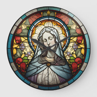 Relógio Grande Vidro virgem Maria Design Clock