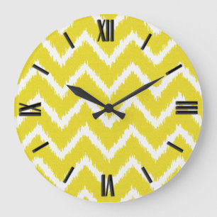 Relógio Grande Vigas de Ikat - amarelo e branco da mostarda