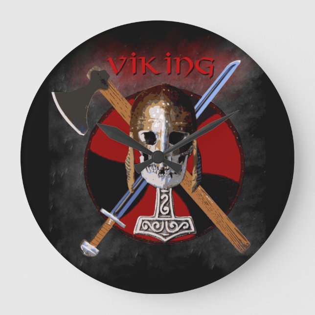 Relógio Grande VIKING - Shield Skull Clock (Frente)