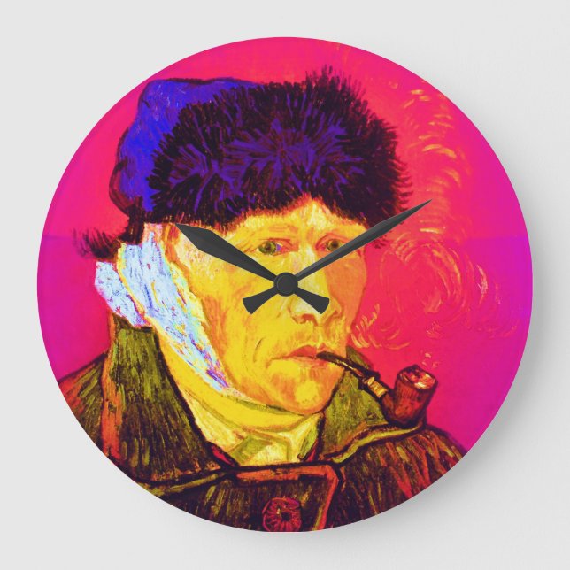 Relógio Grande Vincent Van Gogh - Autoretrato Bandage Pop Art (Frente)