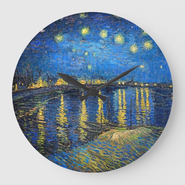 Relógio Grande Vincent van Gogh está na Noite Estrelada do Ródano (Frente)