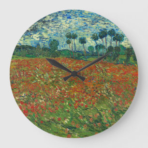 Relógio Grande Vincent Van Gogh Poppy Field Floral Vintage Art