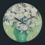 Relógio Grande Vincent Van Gogh Rosas Impressionista<br><div class="desc">Belo relógio do Rosa Van Gogh apresentando impressionismo arte floral com rosas bonito em um vaso verde em uma mesa branca com traços de rosa em um bom fundo verde amarelo. Legal presente de buquê floral vintage para um admirador artista dos anos 1800 que ama o período impressionista.</div>