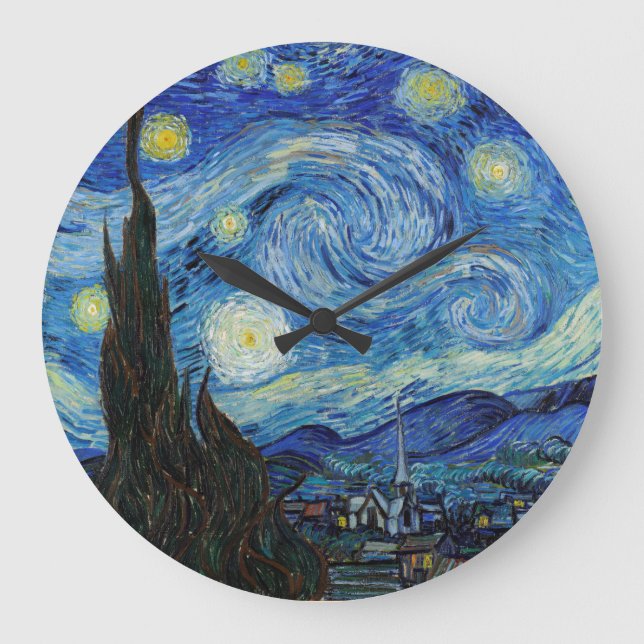 Relógio Grande Vincent Van Gogh Starry Night Vintage (Frente)
