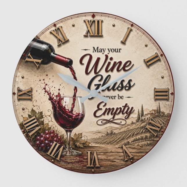 Relógio Grande Vineyard Wine Lover Decor (Frente)