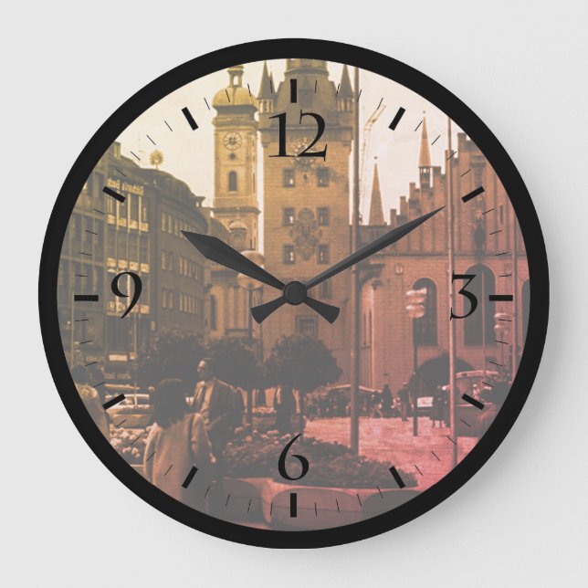 Relógio Grande Vintage Alemanha Munique Church Marienplatz Large  (Frente)