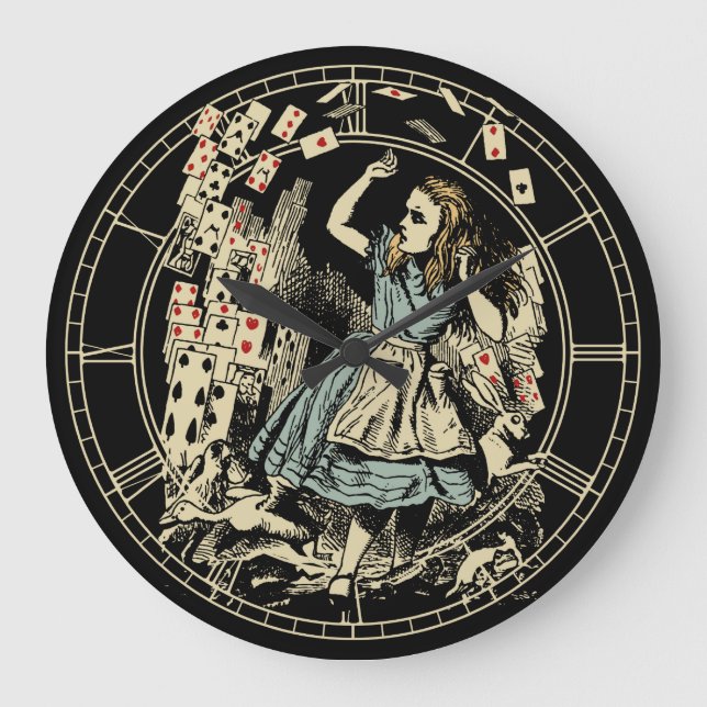 Relógio Grande Vintage Alice Cards Voando (Frente)