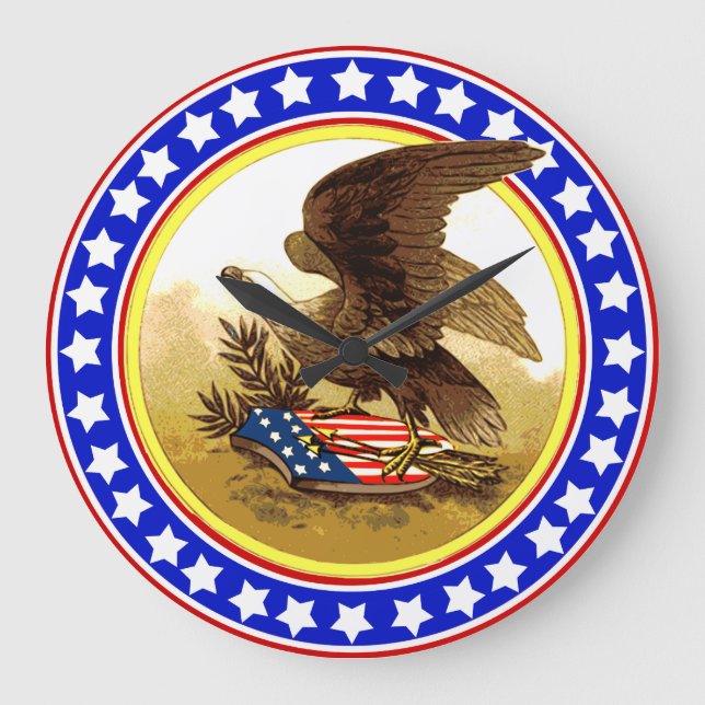 Relógio Grande Vintage American Bald Eagle (Frente)