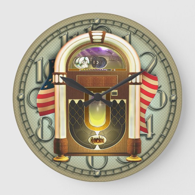 Relógio Grande Vintage American Jukebox Wall Clock (Frente)