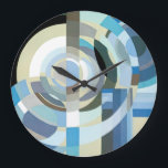 Relógio Grande Vintage Art Deco Pochoir Jazz Formas Geométricas<br><div class="desc">Ilustração Vintage art deco jazz pochoir geométrico wallpaper, de Edouard Benedictus. Pocorir é uma técnica de estêncil comum em quadros de surrealismo. Um design elegante e cúbico com círculos, polígonos, formas geométricas em cores legal ou frias de diferentes tons de azul da luz ao escuro. Um design moderno e sofisticado...</div>