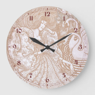 Relógio Grande Vintage Art Nouveau Cream Floral Woman & Swans