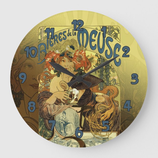 Relógio Grande Vintage Art Noveau Poster Art Meuse (Frente)