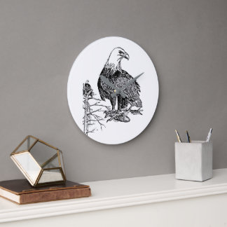 Relógio Grande Vintage Bald Eagle Wall Clock – Wildlife Bird Illu