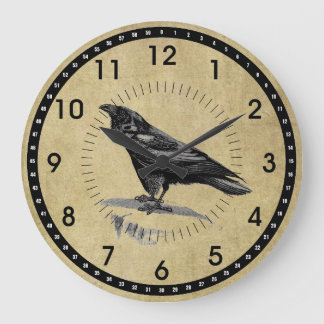 Relógio Grande Vintage Black Raven Round Wall lock