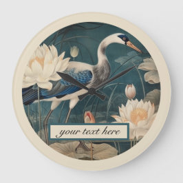 Relógio Grande Vintage botanical blue crane personalizável