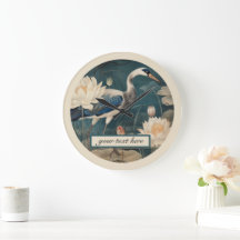 Vintage botanical blue crane personalizável