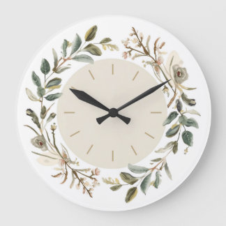 Relógio Grande Vintage Botanical Floral Wall Clock