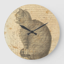Relógio Grande Vintage Cat Collage Clock