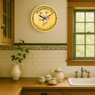 Relógio Grande Vintage Chamomile Herb Arte Botânica