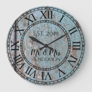 Relógio Grande Vintage Chique Rústico Em Madeira Antiquada Com D