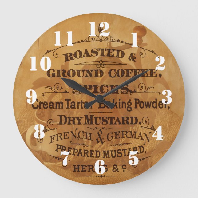 Relógio Grande Vintage Coffee design (Frente)