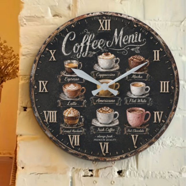 Relógio Grande Vintage Coffee Menu (Criador carregado)