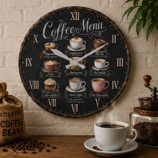 Relógio Grande Vintage Coffee Menu (Criador carregado)