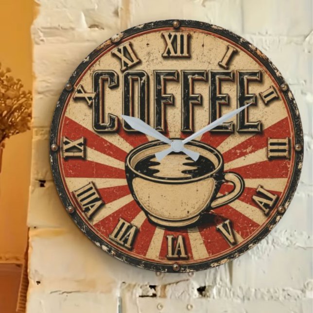 Relógio Grande Vintage Coffee Retro (Criador carregado)