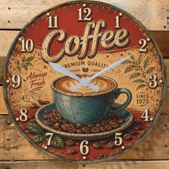 Relógio Grande Vintage Coffee Rustic Farmhouse  (Criador carregado)