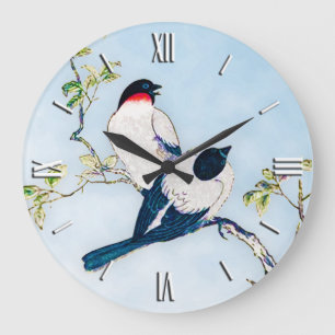 Relógio Grande Vintage - Desenhos de tinta japonesa