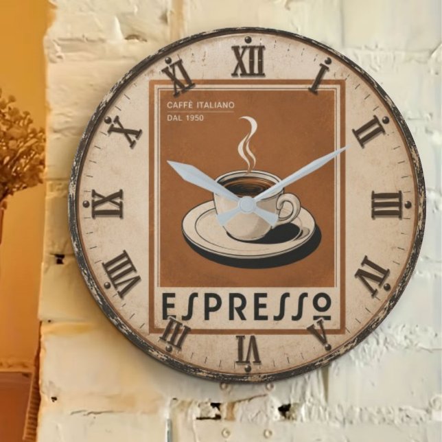 Relógio Grande Vintage Espresso Italian Coffee (Criador carregado)
