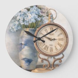 Relógio Grande Vintage Floral French Country Clock Decor