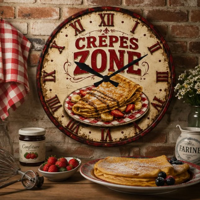 Relógio Grande Vintage French Crepes Kitchen  (Criador carregado)