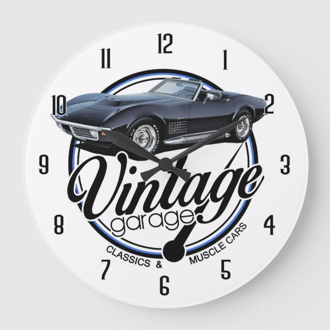 Relógio Grande Vintage Garage Convertible Vette (Frente)